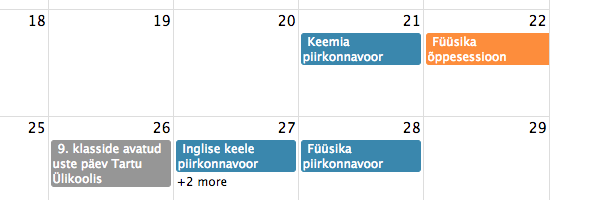 teaduskooli kalender